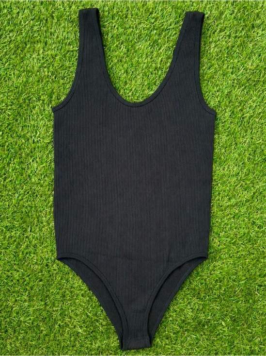 Zara Tops - Zara Black Ribbed Scoop Neck Bodysuit XS/S